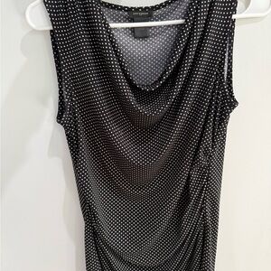 Ann Taylor Black and White Polka Dot Cowl Neck Sleeveless Top